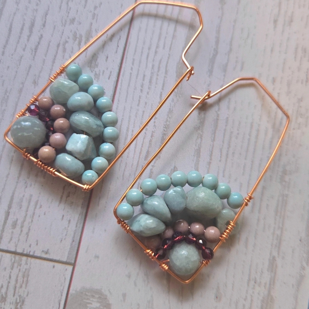 Chic Copper and Turquoise Beaded Earrings